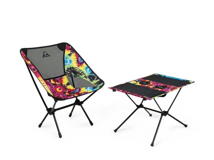 Helinox x Burton table and camp chair.